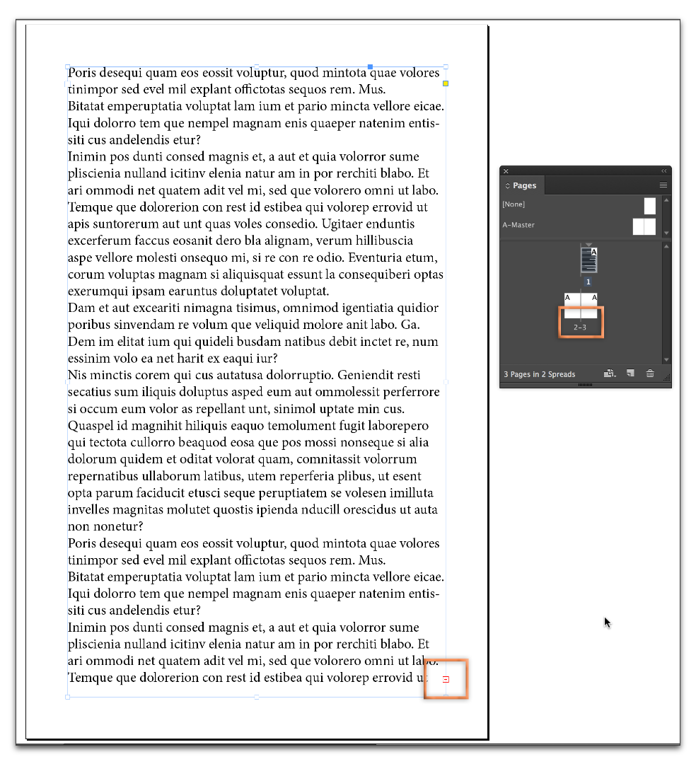 indesign text not flowing to next page